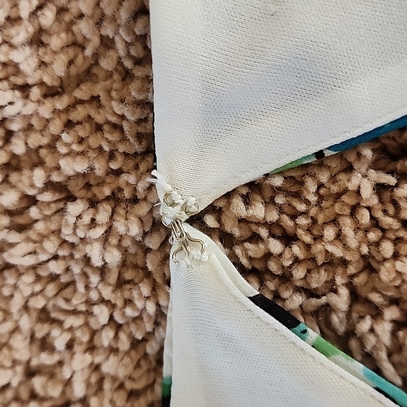 Teal, cream, light blue floral dress 10 - Picture 9 of 12